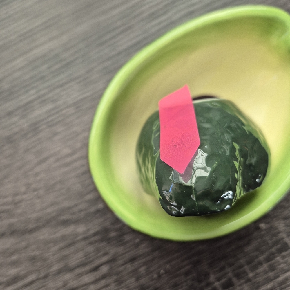 Green and Brown Avocado Ceramic Bowl and Shaker Set - Picture 5 of 5